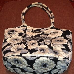 Vera Bradley Black/White/Grey Flower Print Tote Bag